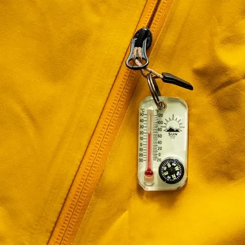 Sun Company LumaGage | Multi-Functional Glow-in-The-Dark Zipper Pull Compass & Thermometer with Wind Chill Chart | Ideal for Camping, Hiking, and Outdoor Navigation