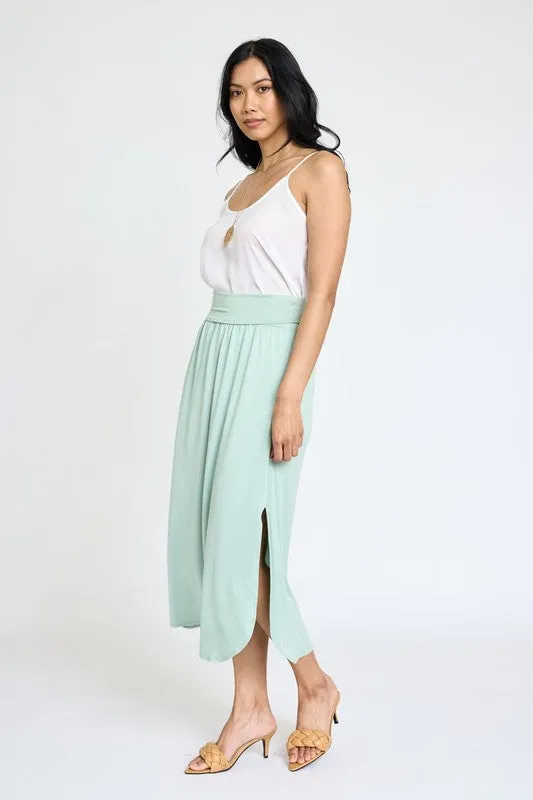 TEEK - Solid Side Slit Midi Skirt