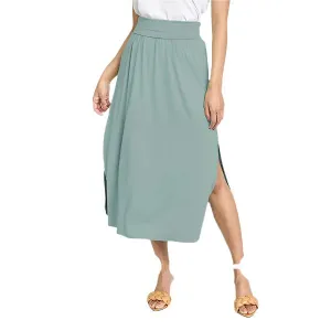 TEEK - Solid Side Slit Midi Skirt