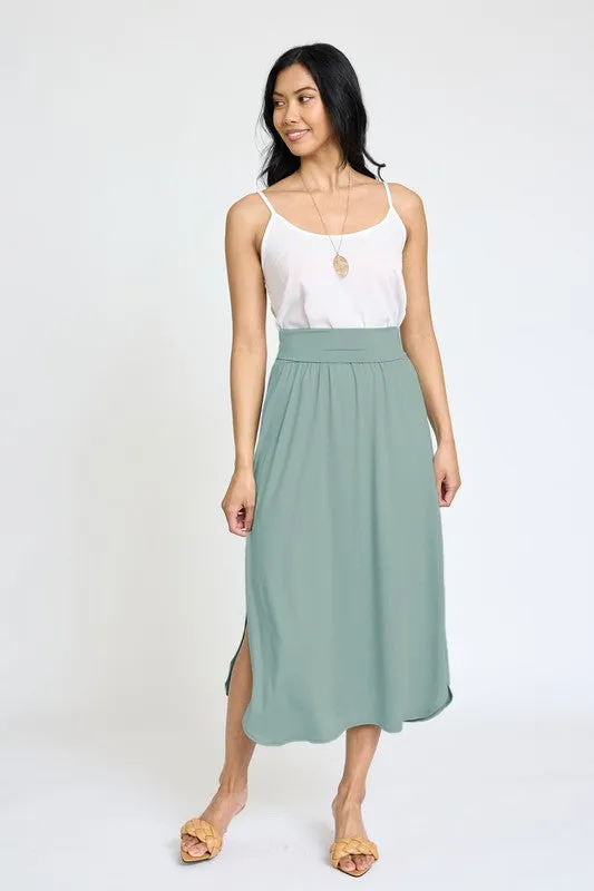 TEEK - Solid Side Slit Midi Skirt