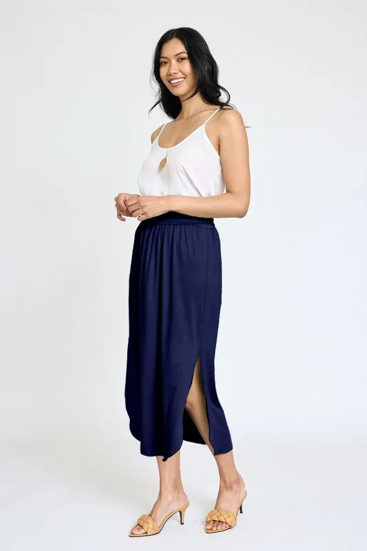 TEEK - Solid Side Slit Midi Skirt