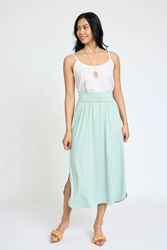 TEEK - Solid Side Slit Midi Skirt