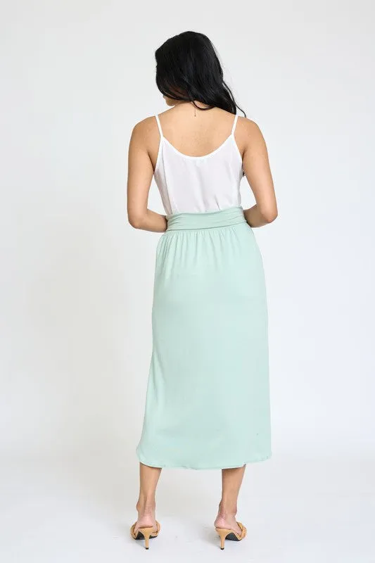 TEEK - Solid Side Slit Midi Skirt