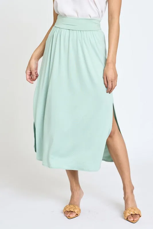 TEEK - Solid Side Slit Midi Skirt