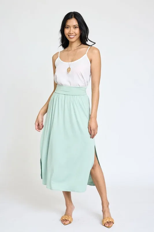 TEEK - Solid Side Slit Midi Skirt