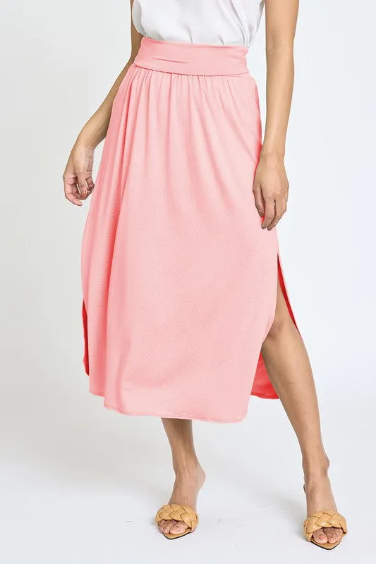 TEEK - Solid Side Slit Midi Skirt