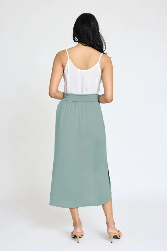 TEEK - Solid Side Slit Midi Skirt