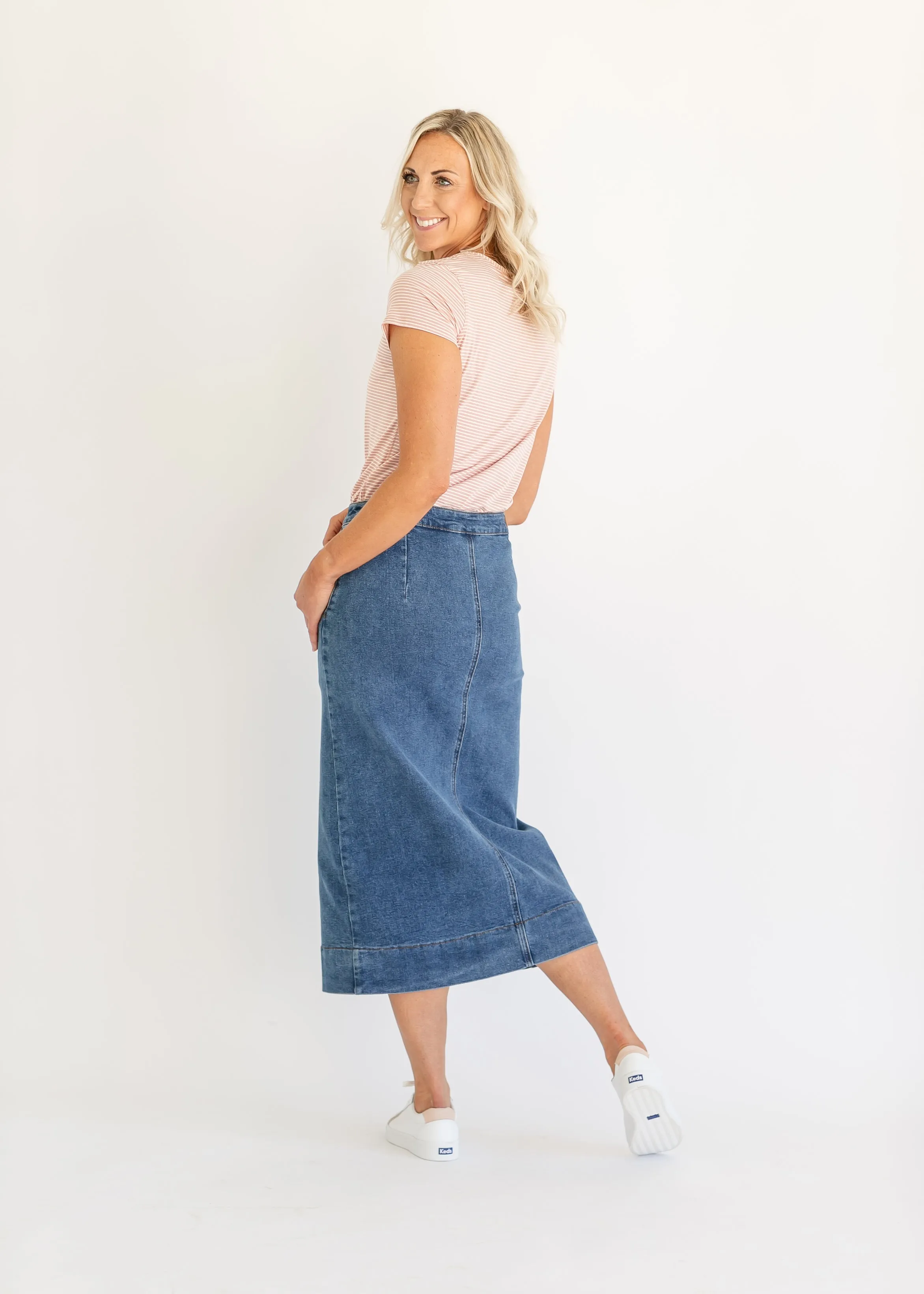 Tess Button Front Midi Skirt - FINAL SALE