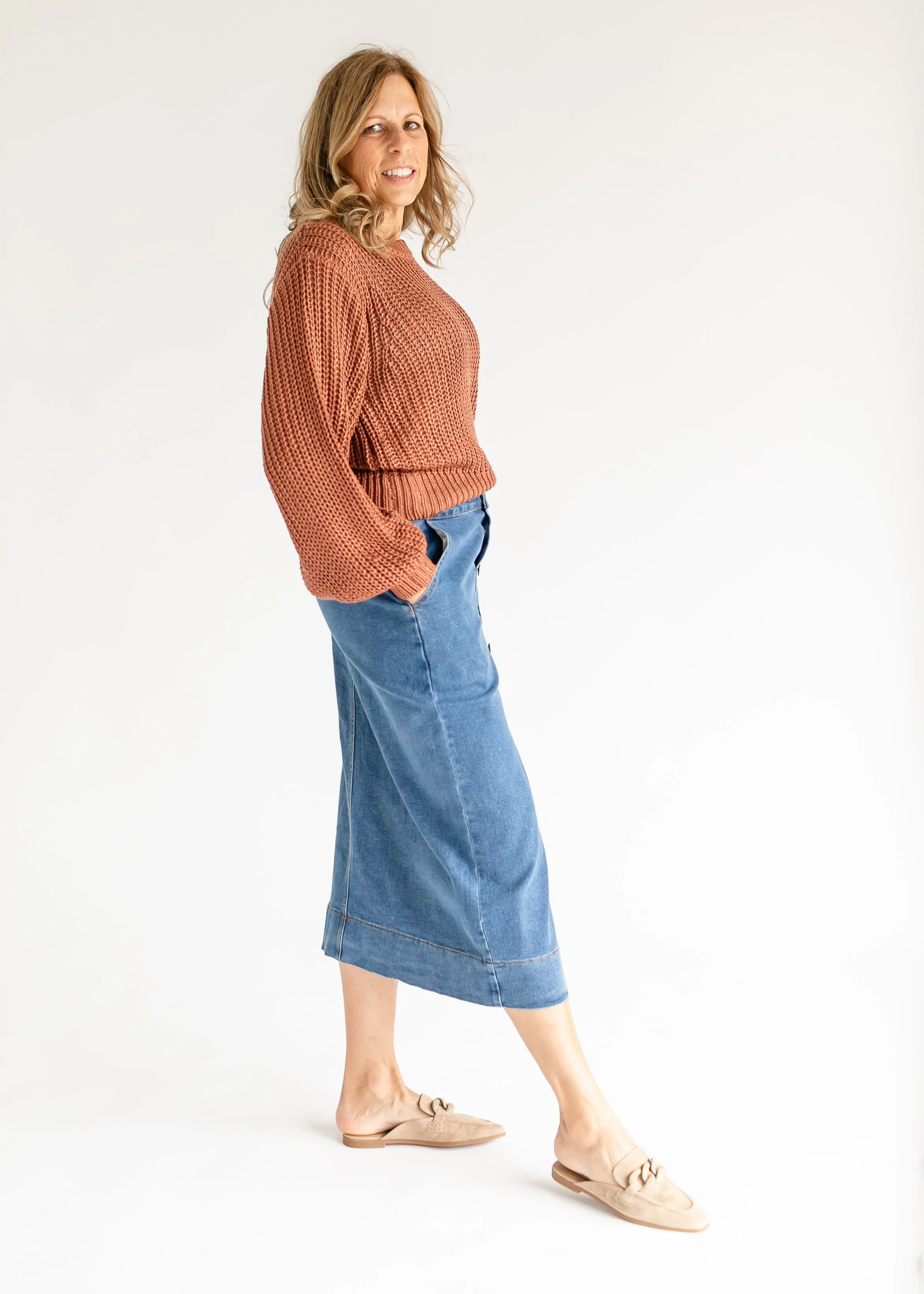 Tess Button Front Midi Skirt - FINAL SALE