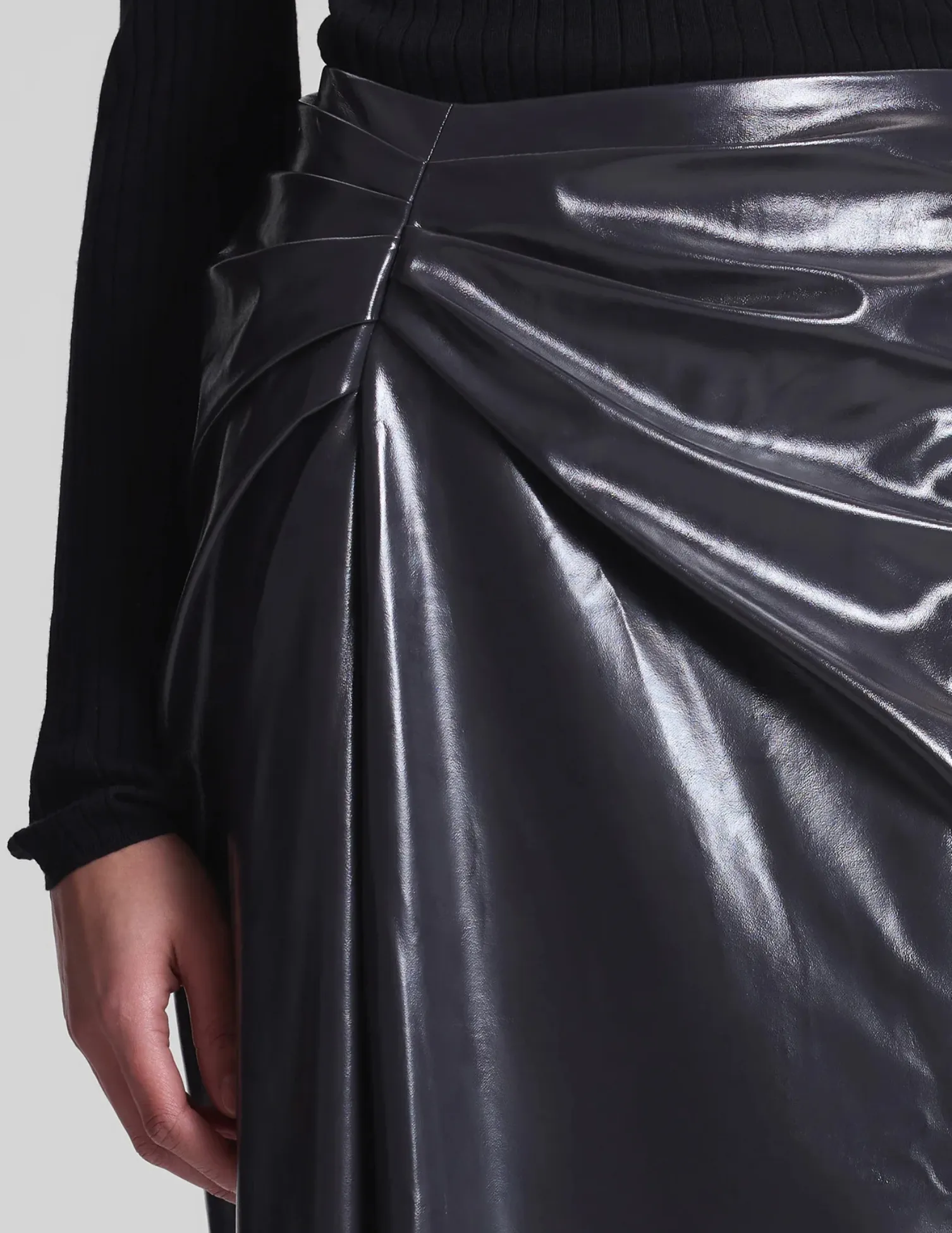 Tessa Patent Vegan Leather Midi Skirt