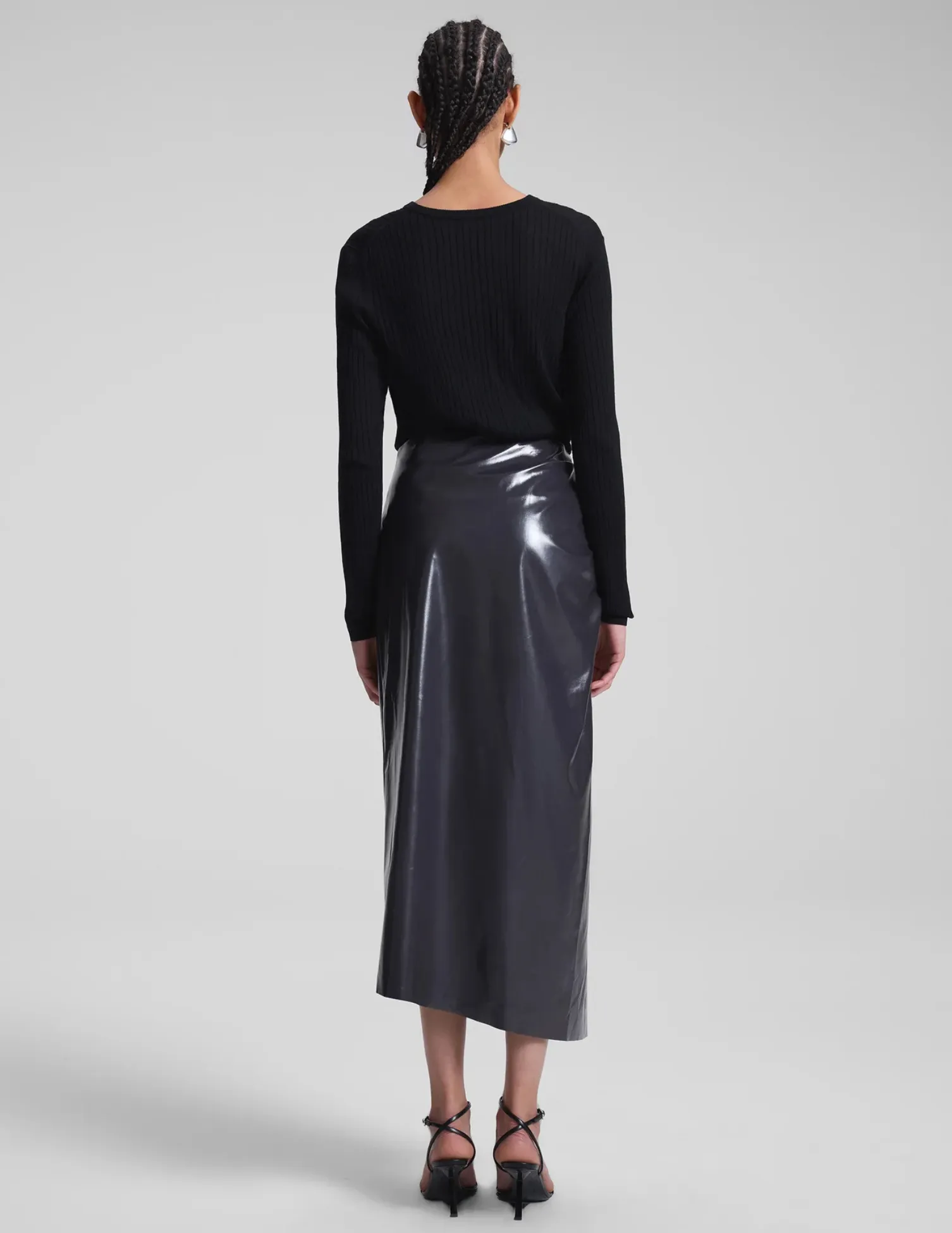 Tessa Patent Vegan Leather Midi Skirt