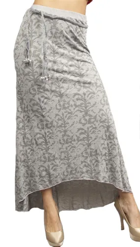 Testament Maxi Skirt W/ Braided Bead Belt in Grey