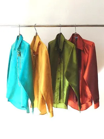 Thai Silk Button Down Shirt Copper