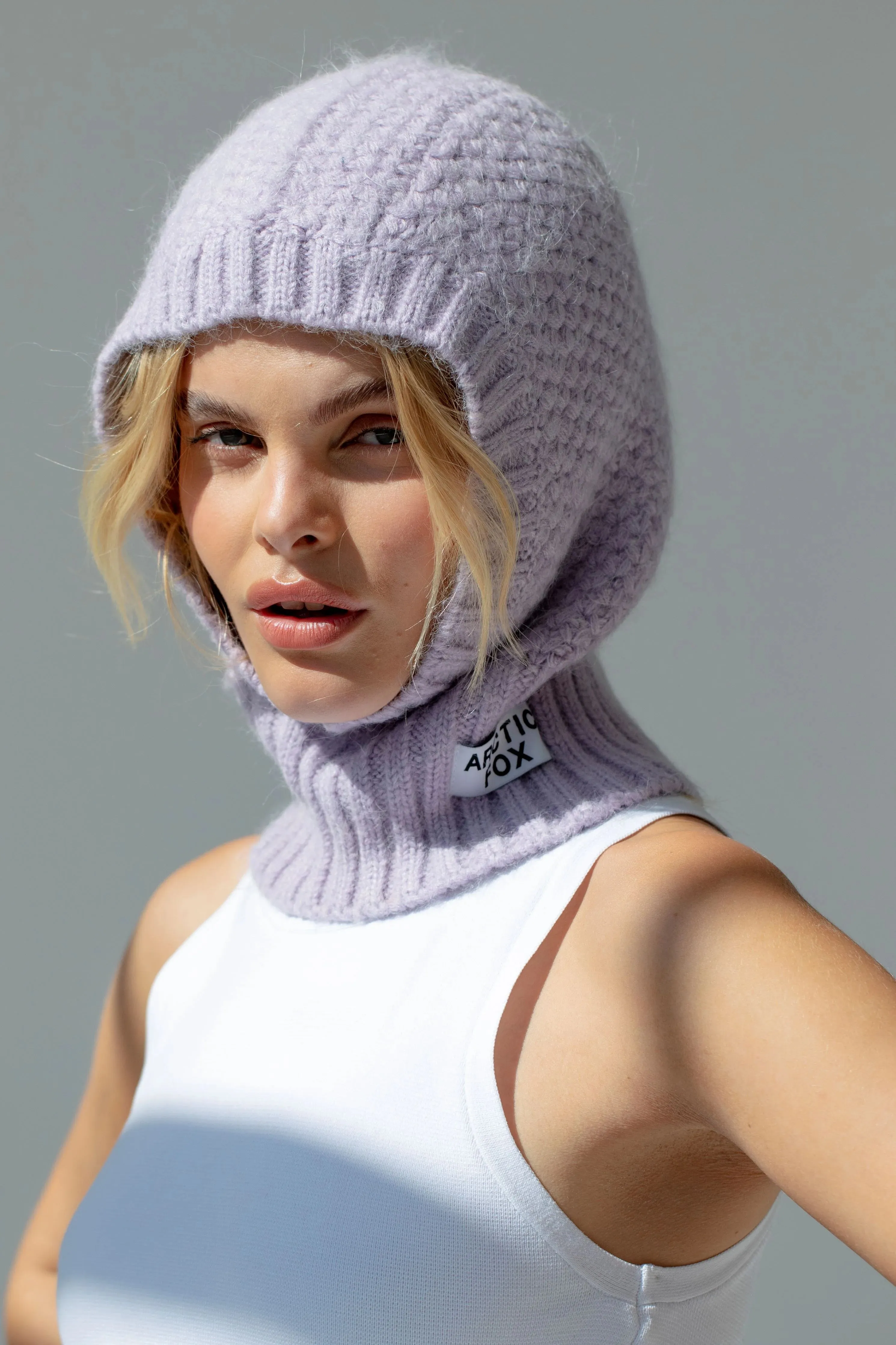 The Alpaca Balaclava Fitted Hood - Lilac