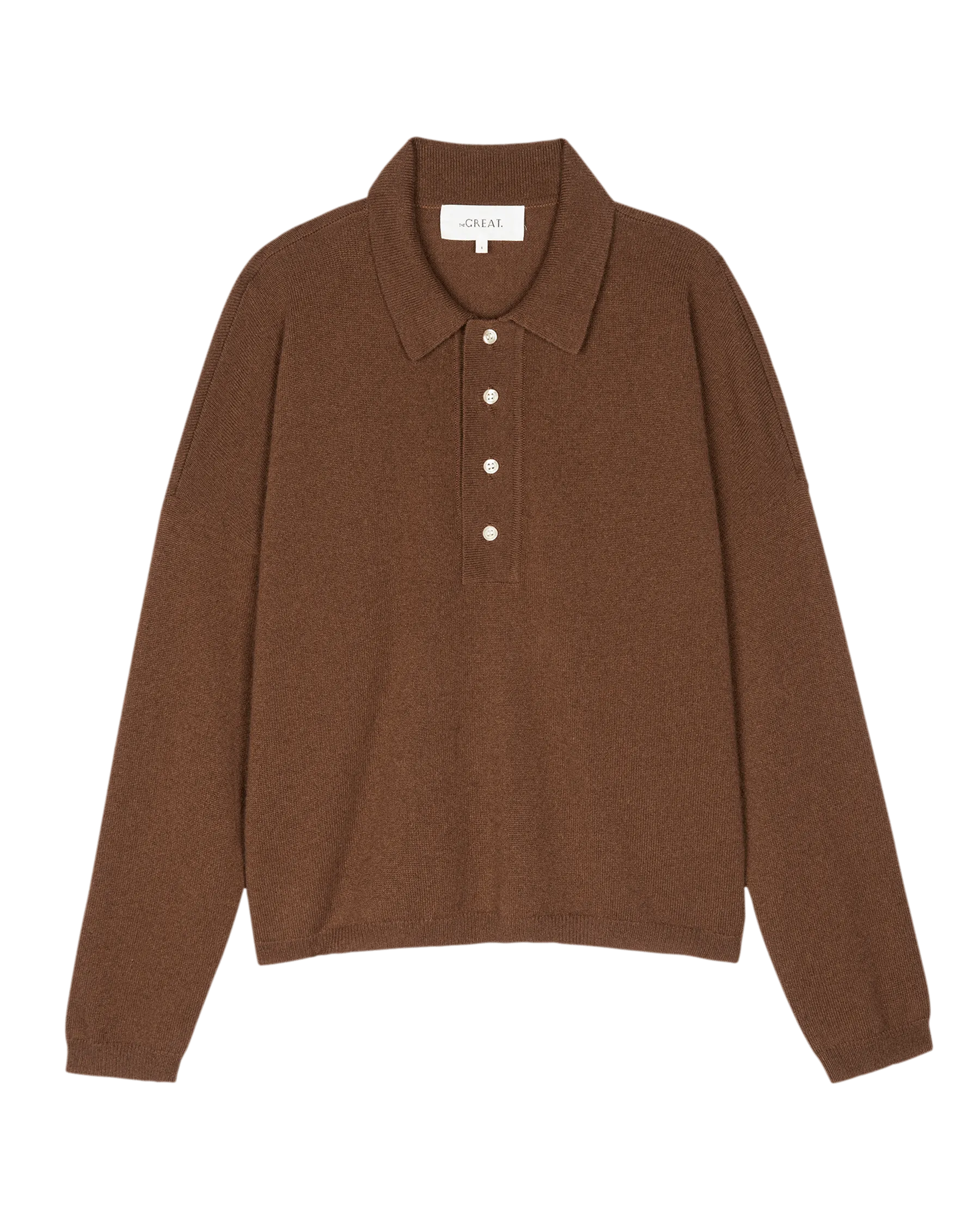 The Cashmere Polo Sweater. -- Santal