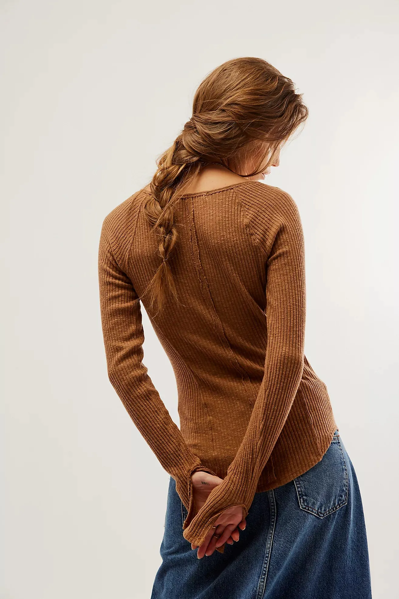 The Passing Thru Layering LS Top by Free People - Oiled Oak