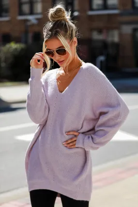 Toasty Moments Lilac Oversized Sweater