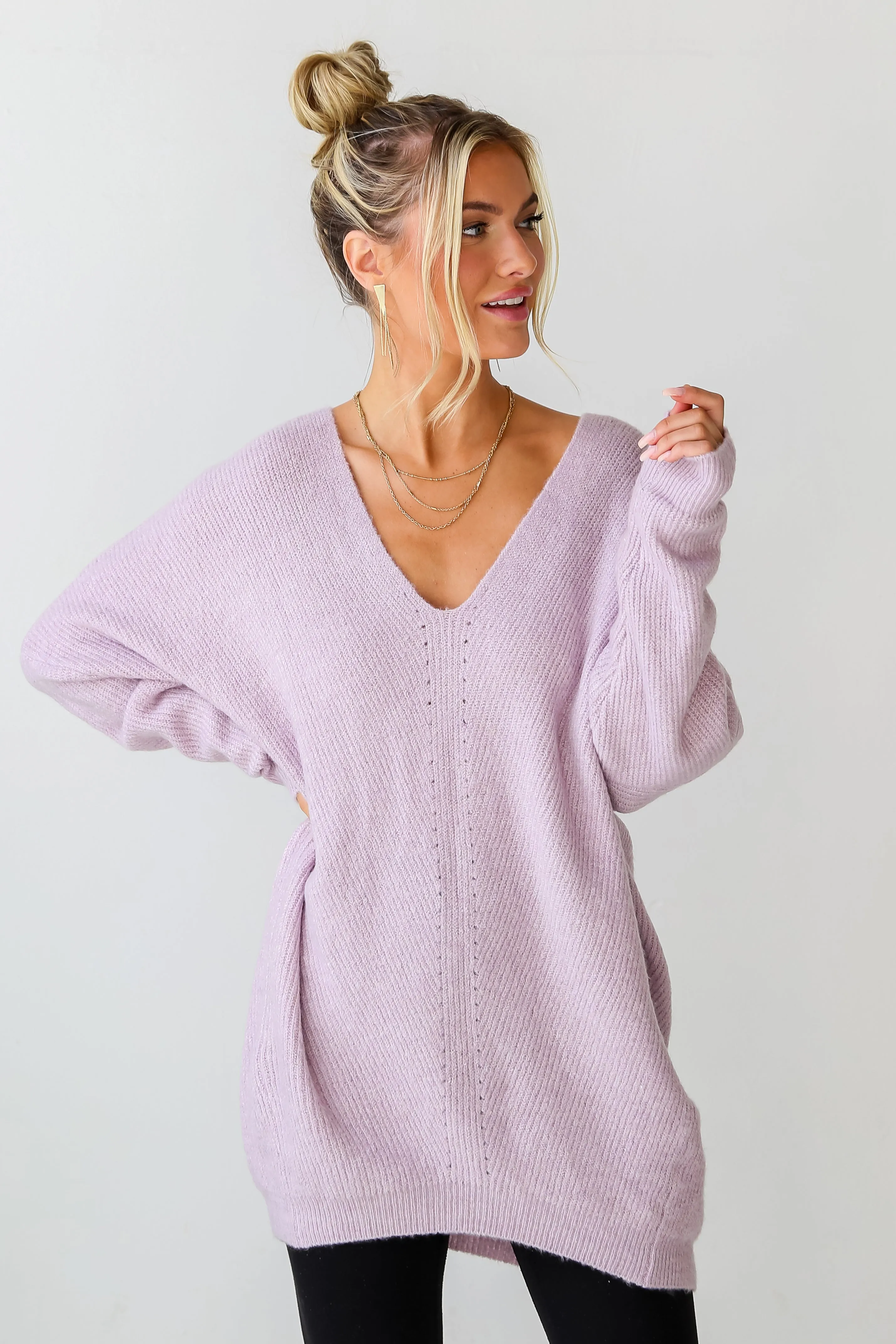 Toasty Moments Lilac Oversized Sweater