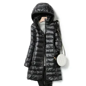 Trendy Puffer Long Jacket With Detachable Hood