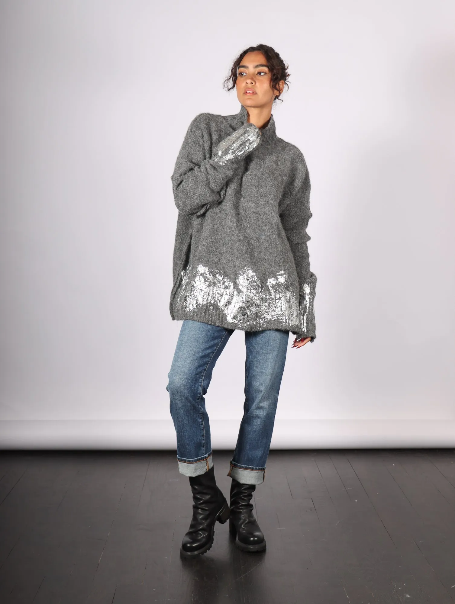 Turtleneck Sweater in Charcoal & Foil by Amano by Lorena Laing