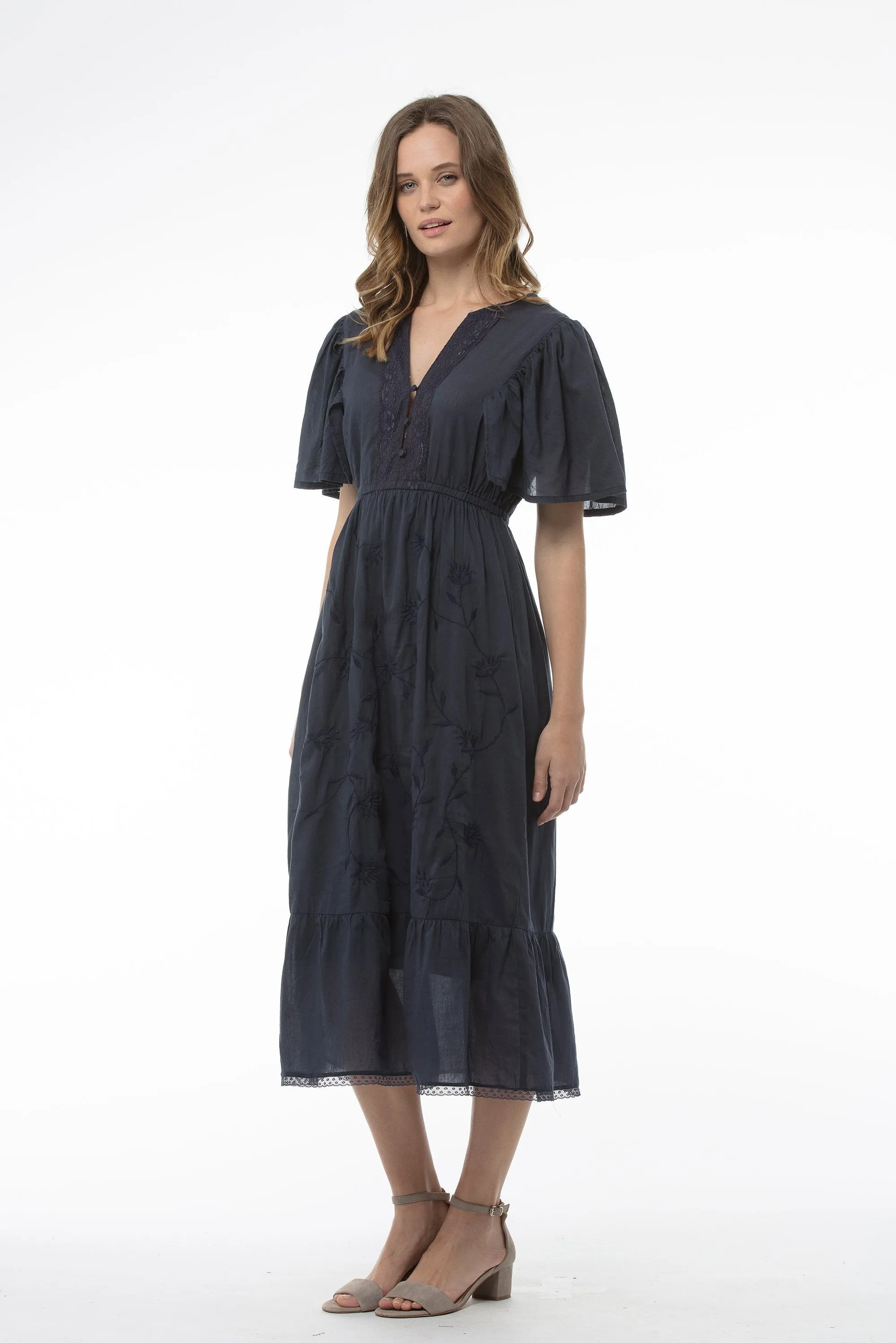 V-neck Navy Dress - Tabitha Dress