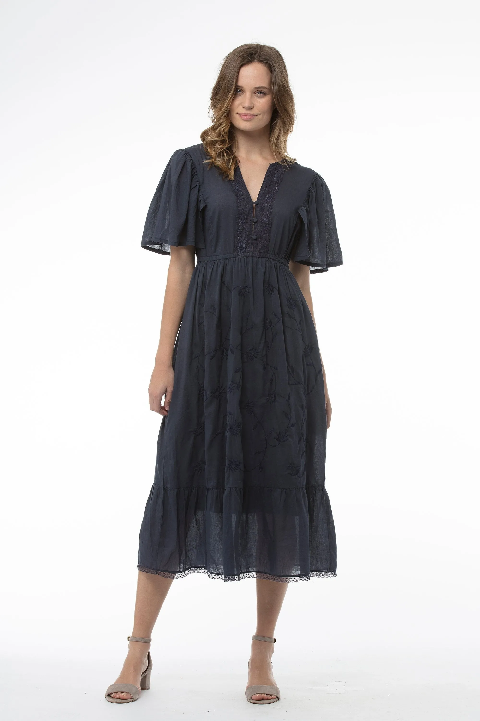 V-neck Navy Dress - Tabitha Dress