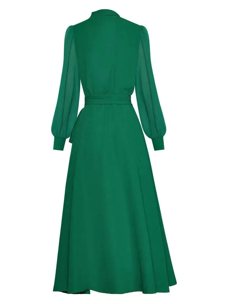 Victoria Vintage Full Sleeve Green Dress