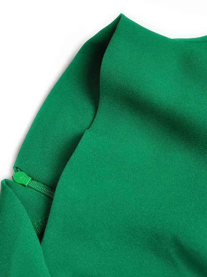 Victoria Vintage Full Sleeve Green Dress