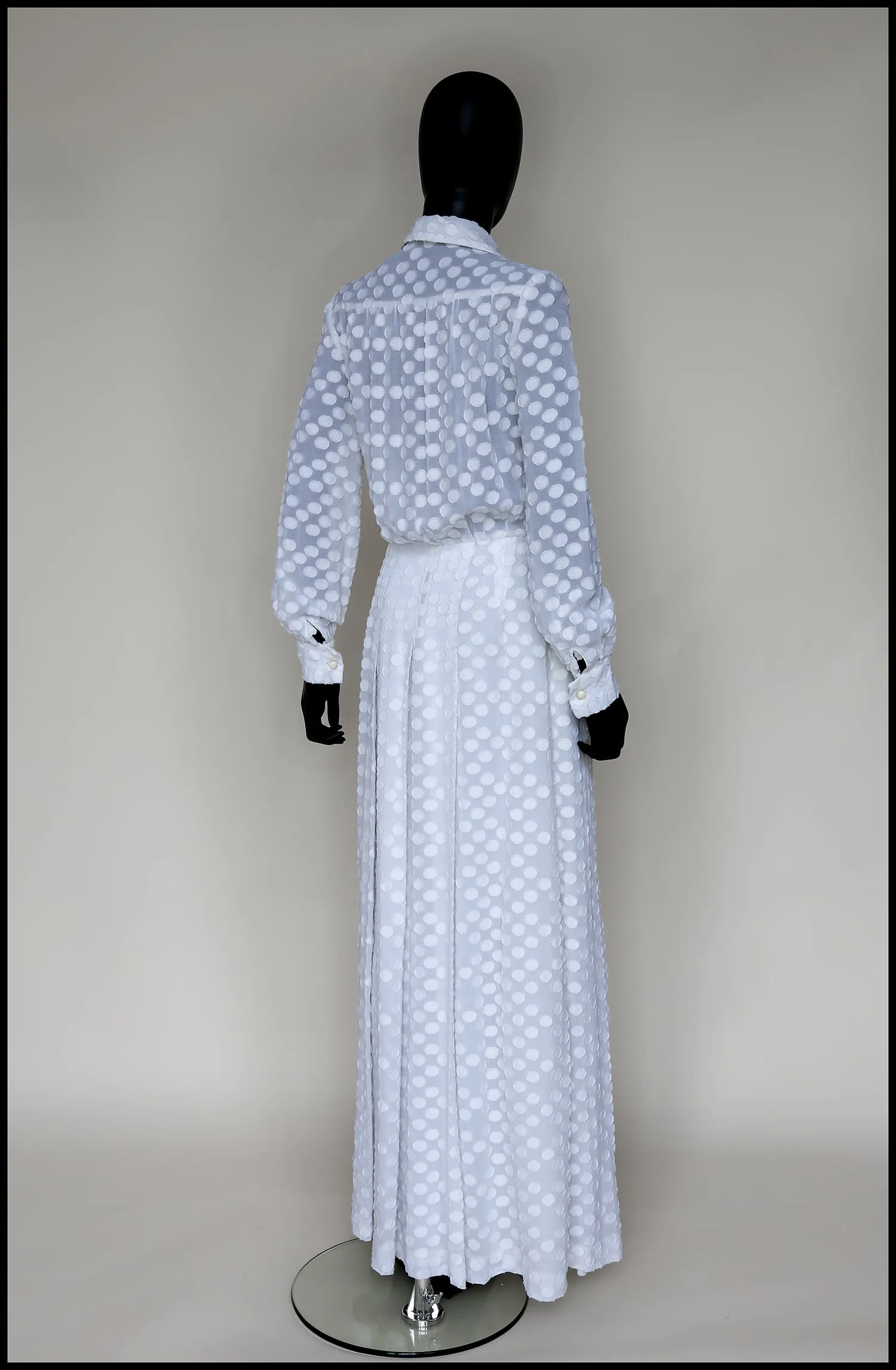 Vintage 1970s White Dot Maxi Dress