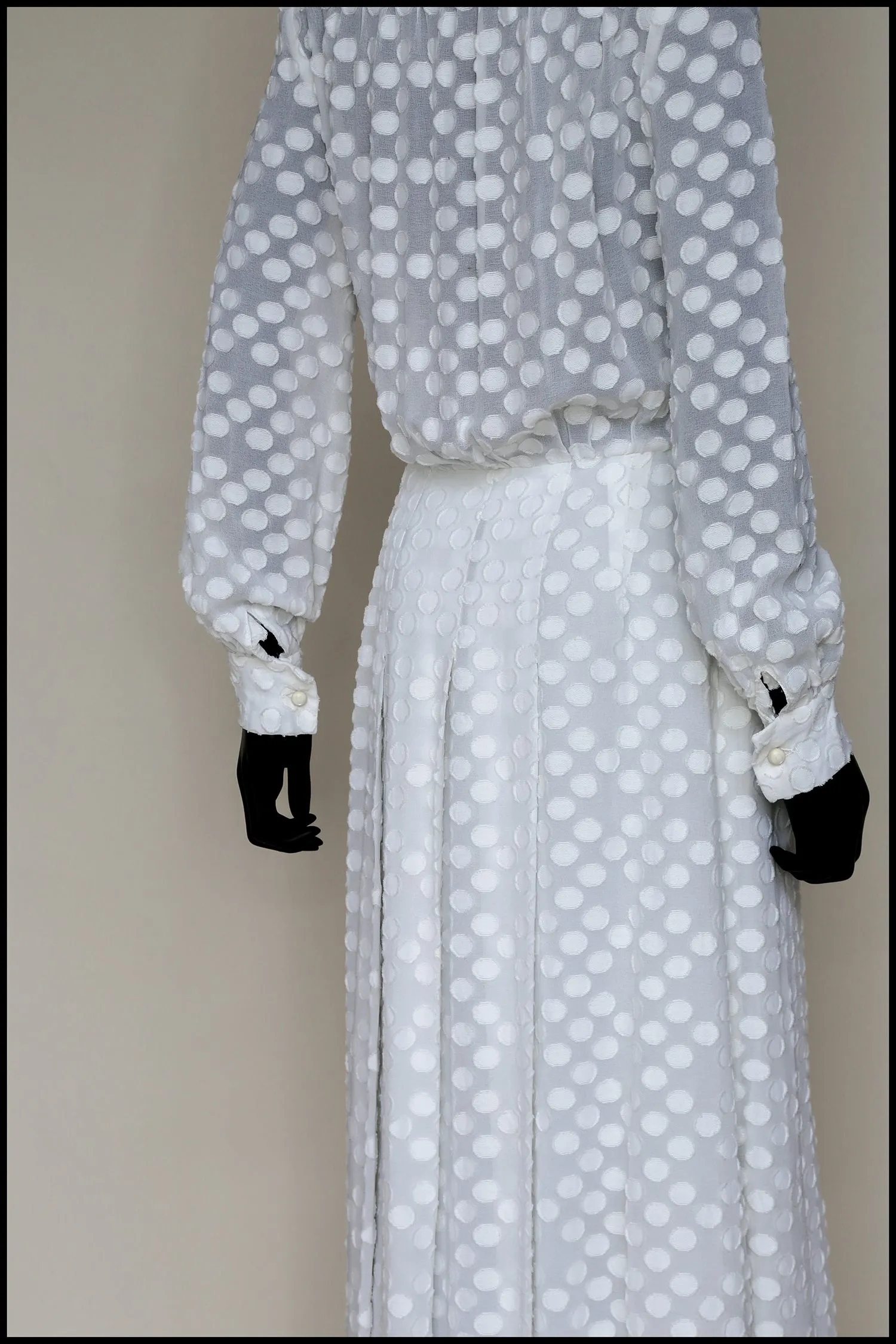 Vintage 1970s White Dot Maxi Dress