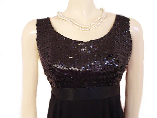 *VINTAGE "A MISS JANE ORIGINAL" SEQUIN GRAND SWEEP CHIFFON PARTY DRESS WITH METAL ZIPPER