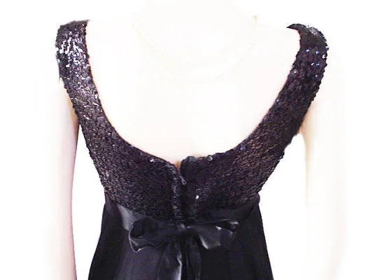 *VINTAGE "A MISS JANE ORIGINAL" SEQUIN GRAND SWEEP CHIFFON PARTY DRESS WITH METAL ZIPPER