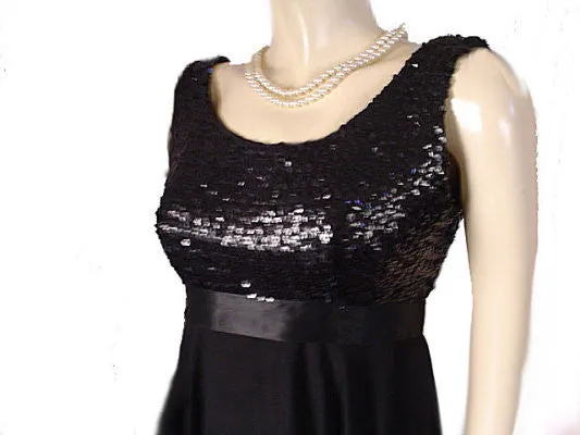 *VINTAGE "A MISS JANE ORIGINAL" SEQUIN GRAND SWEEP CHIFFON PARTY DRESS WITH METAL ZIPPER