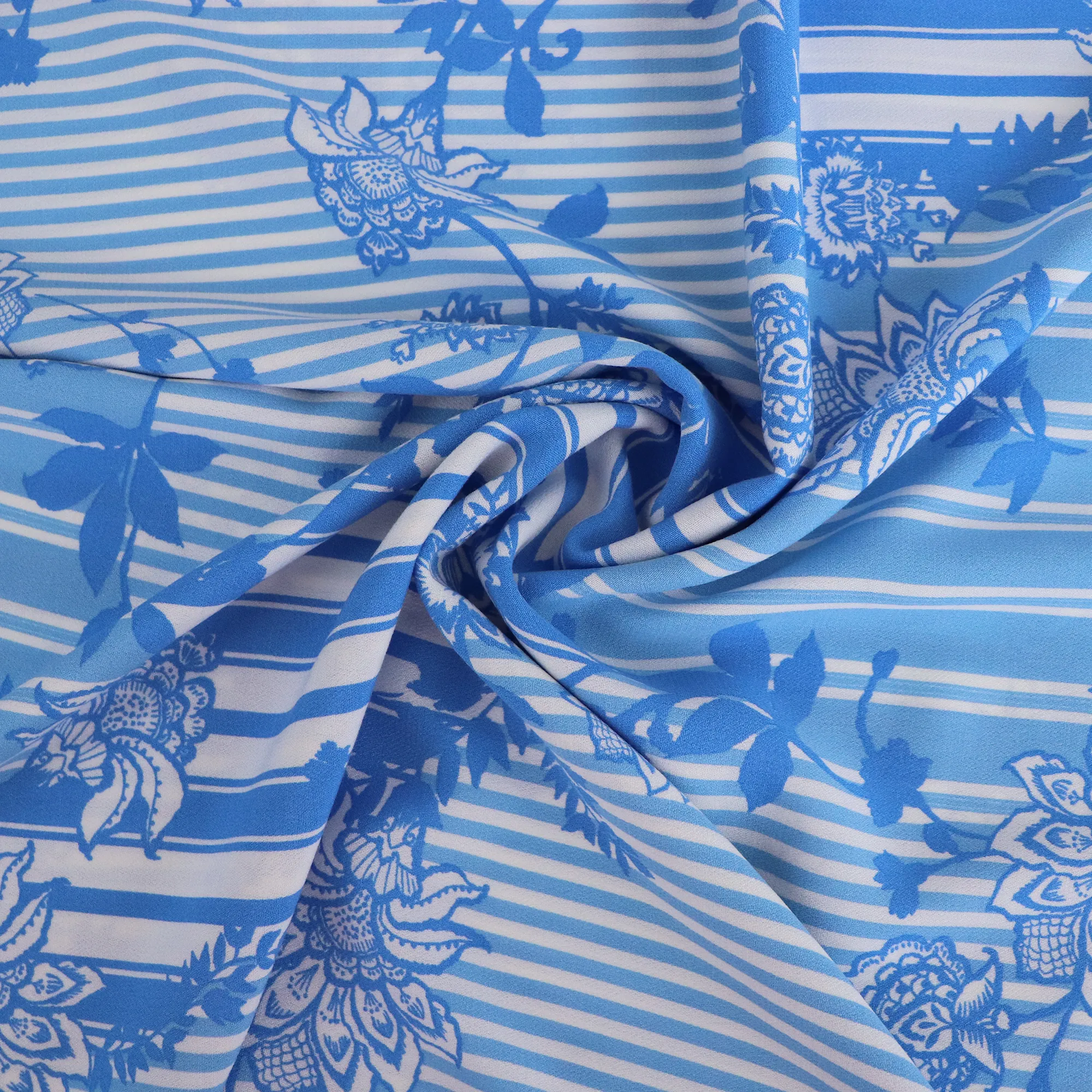 Viscose Crepe - Vintage Floral Stripe - SALE