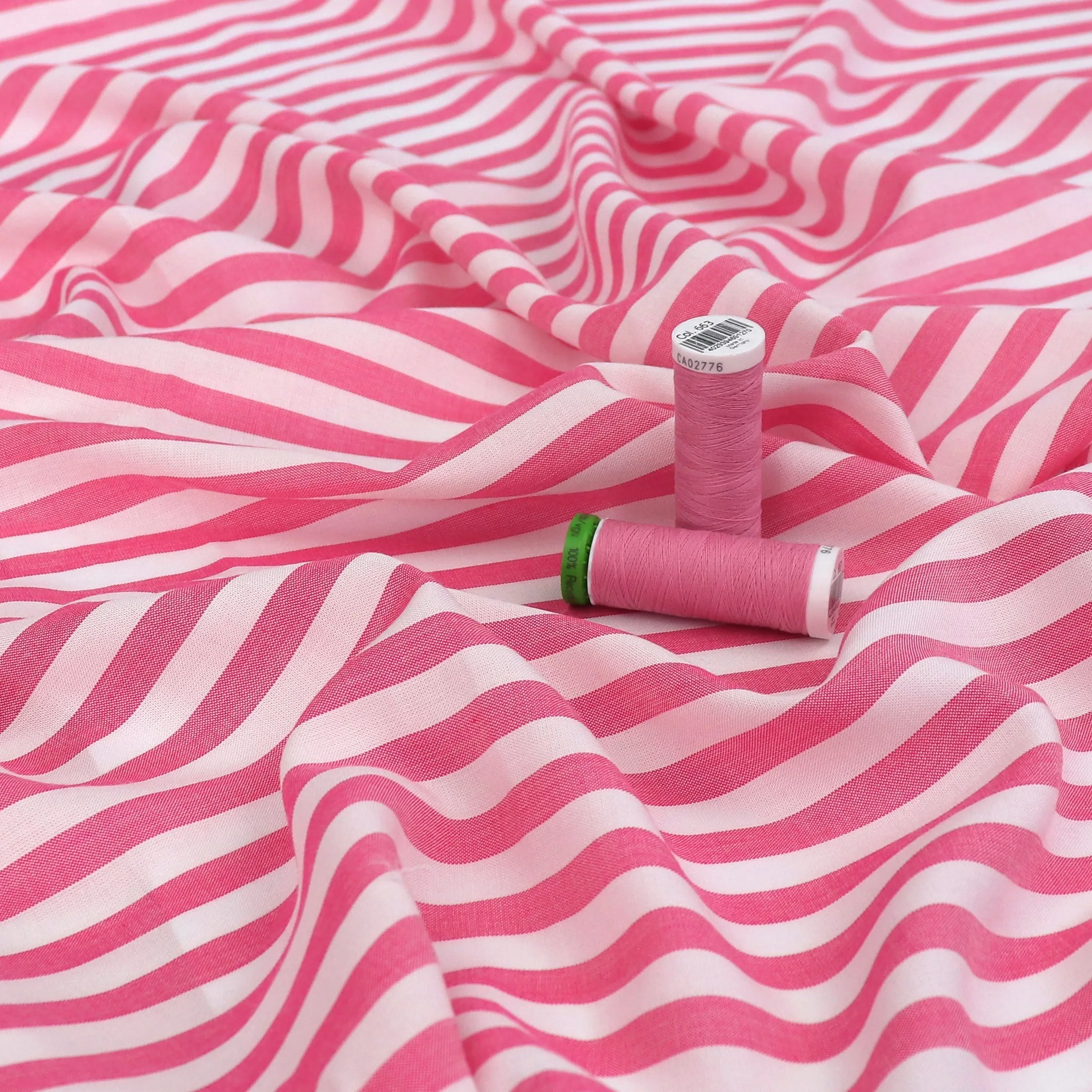 Viscose Lawn - Yarn Dyed Stripe - Pink