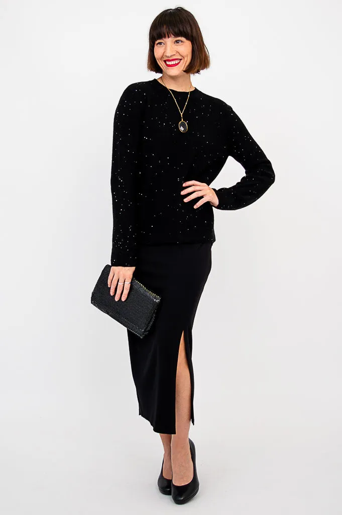 Whitaker Sweater, Black Sparkle, Cashmere