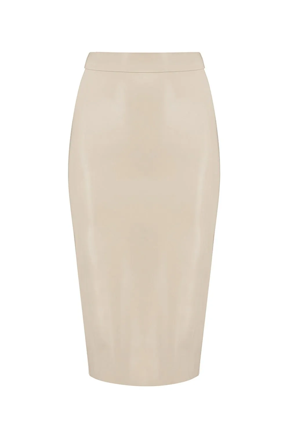 White Ivory Latex Midi Skirt