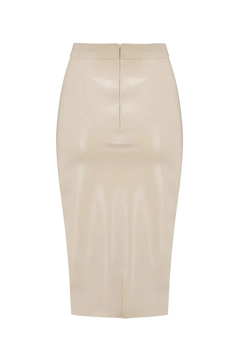 White Ivory Latex Midi Skirt