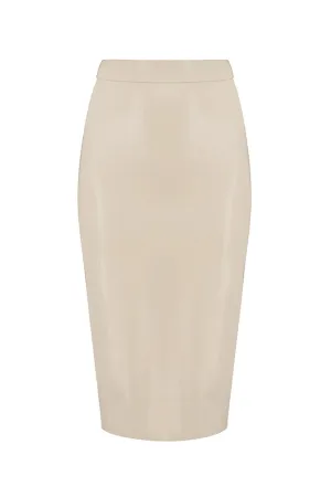 White Ivory Latex Midi Skirt