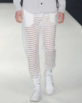 White Striped See Through Pants