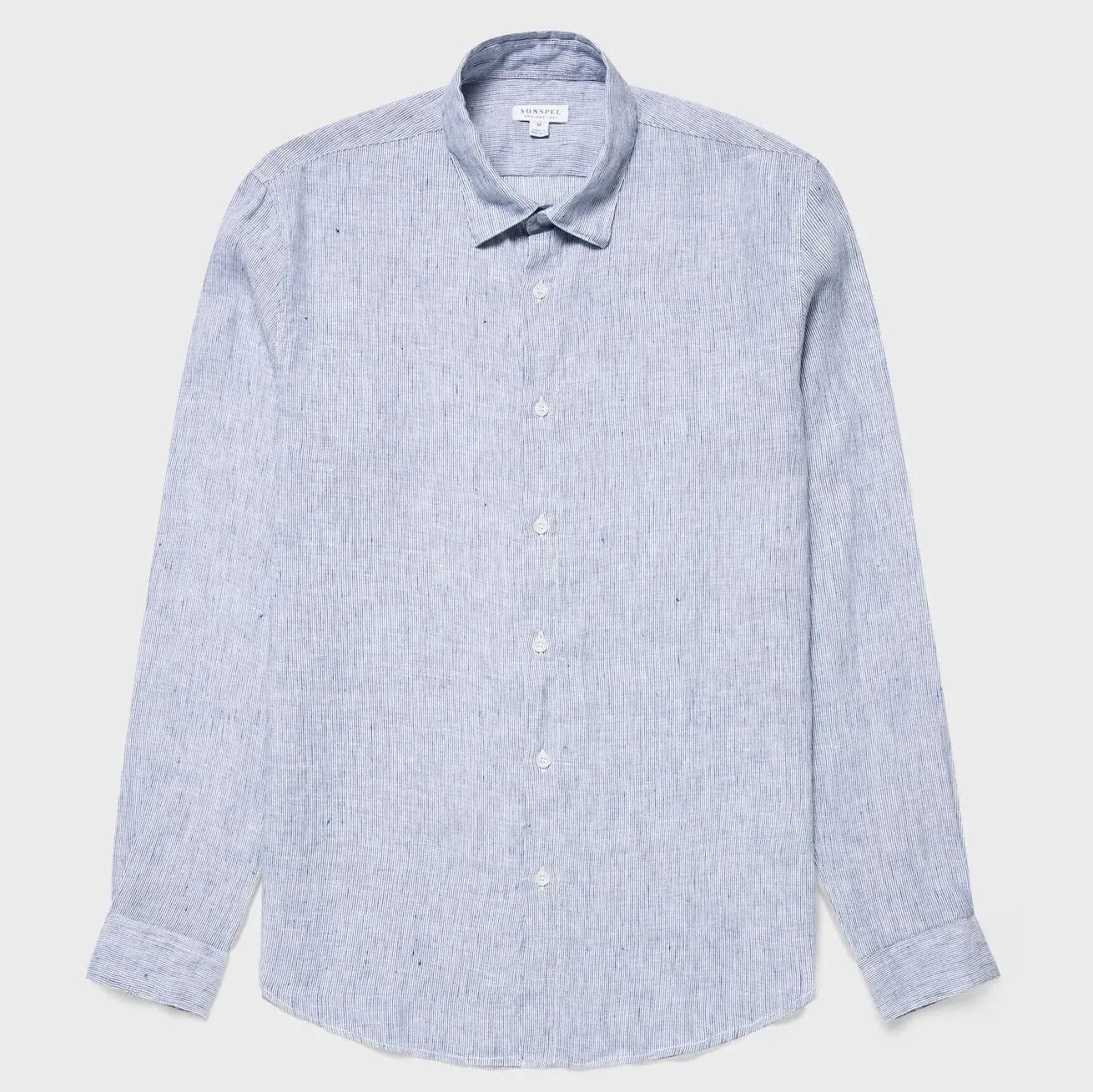 White/Navy Micro Stripe Linen Shirt