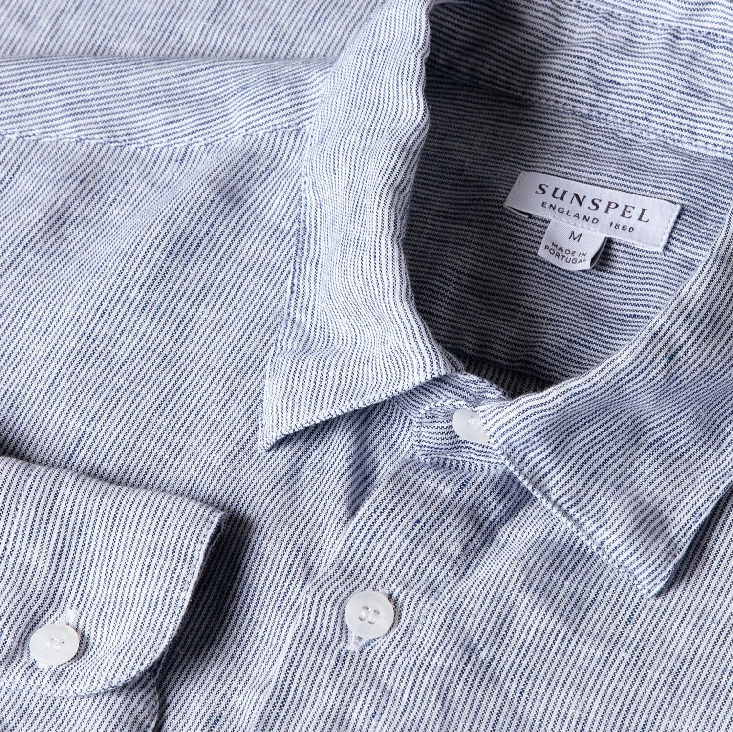 White/Navy Micro Stripe Linen Shirt