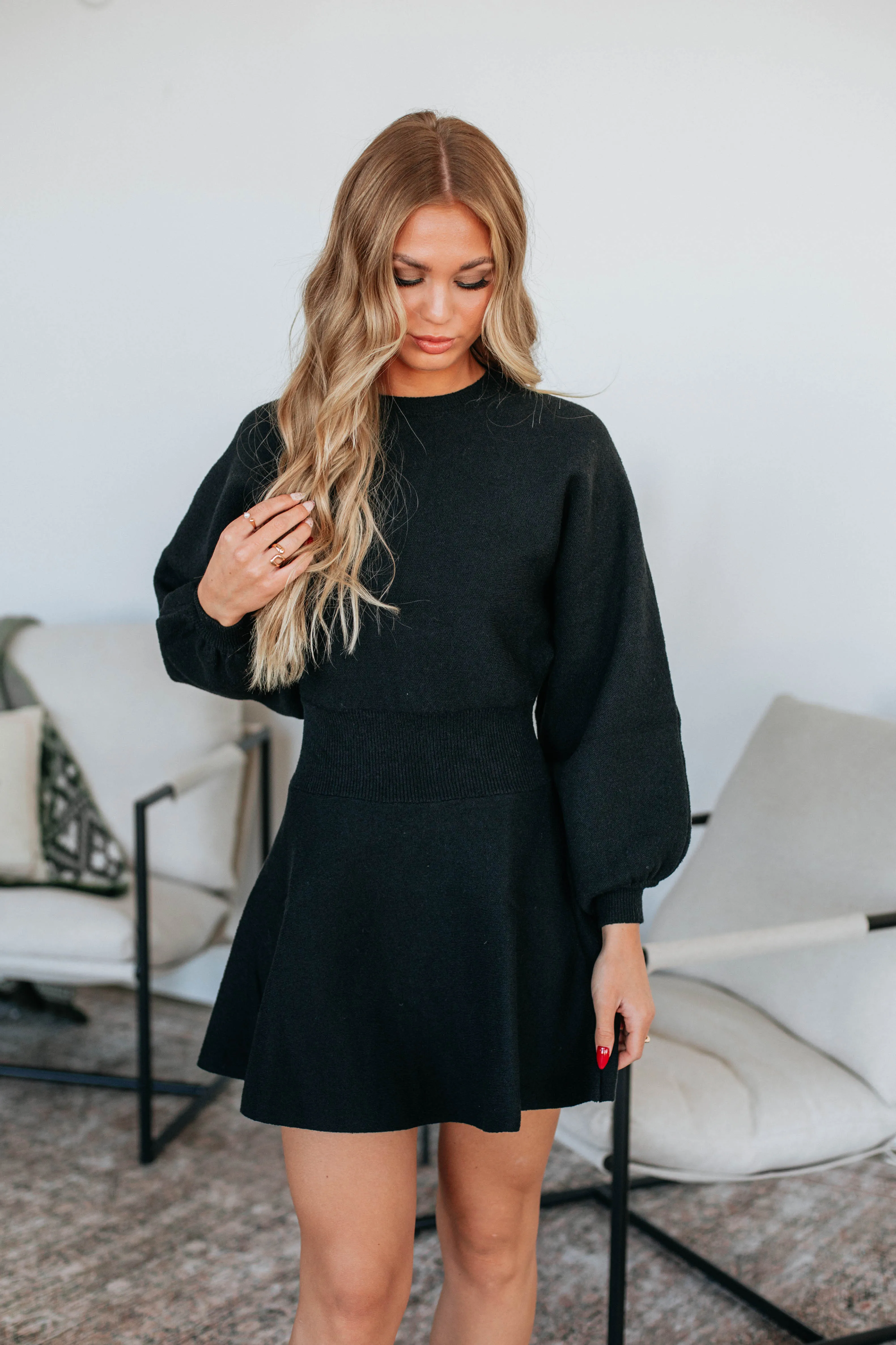 Whitney Sweater Dress - Black