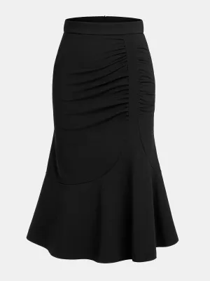 Women's Asymmetrical Ruched Mermaid Skirt