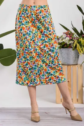 Women's Celeste Full Size Floral A-Line Midi Skirt