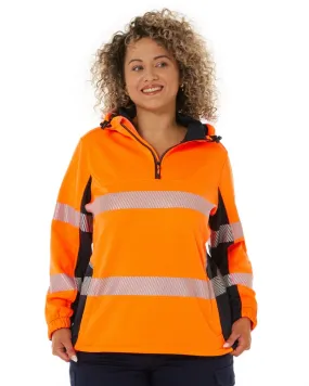 Womens Flex and Move Hi Vis Taped Liquid Repellent Fleece Hoodie - Orange/Navy