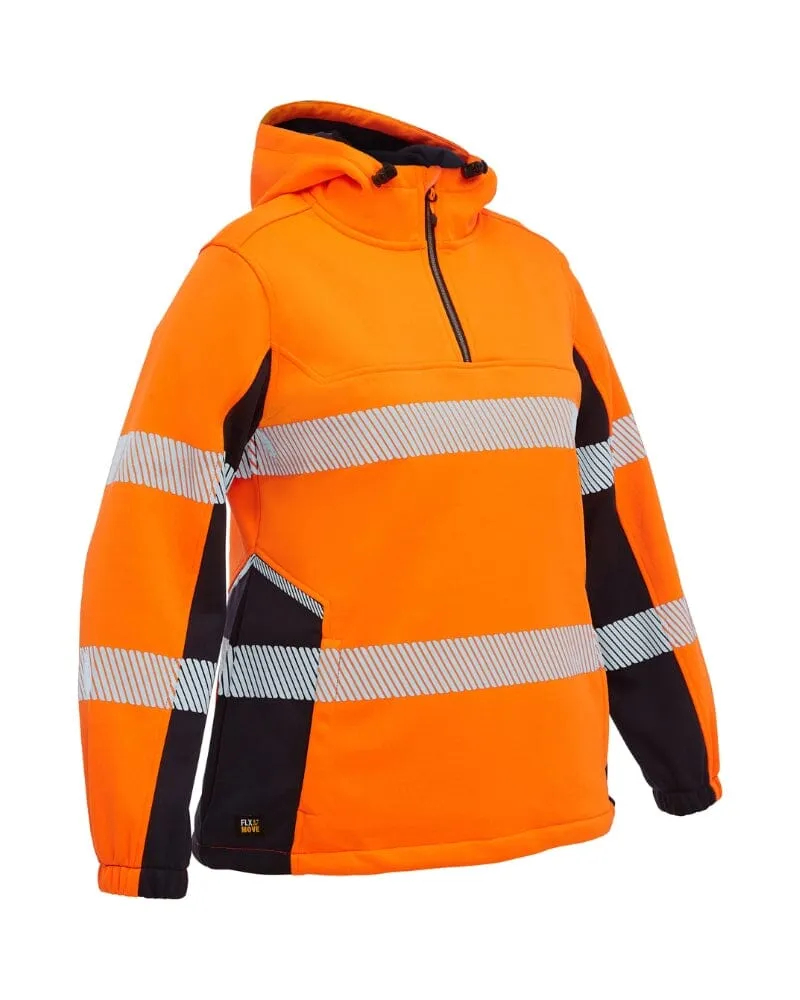 Womens Flex and Move Hi Vis Taped Liquid Repellent Fleece Hoodie - Orange/Navy