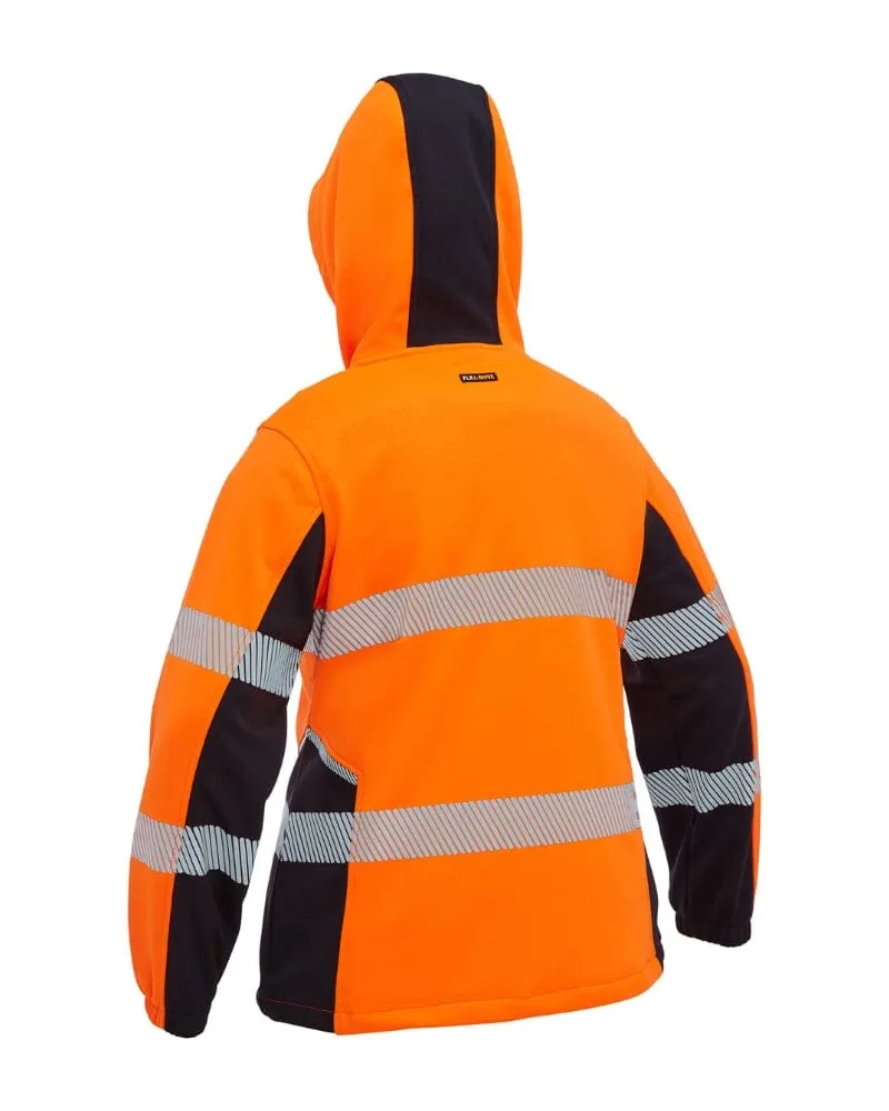 Womens Flex and Move Hi Vis Taped Liquid Repellent Fleece Hoodie - Orange/Navy