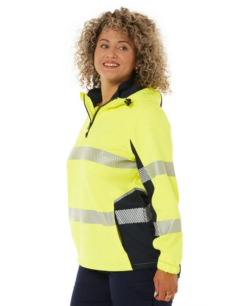 Womens Flex and Move Hi Vis Taped Liquid Repellent Fleece Hoodie - Yellow/Navy