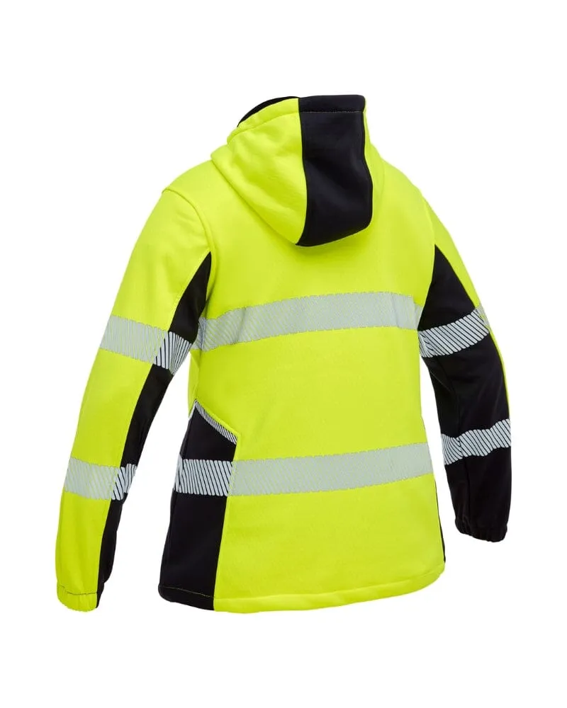 Womens Flex and Move Hi Vis Taped Liquid Repellent Fleece Hoodie - Yellow/Navy